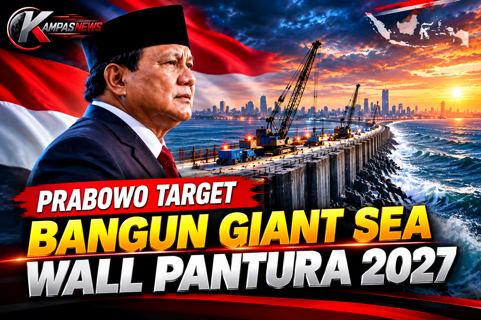 Prabowo Target Bangun Giant Sea Wall Pantura 2027